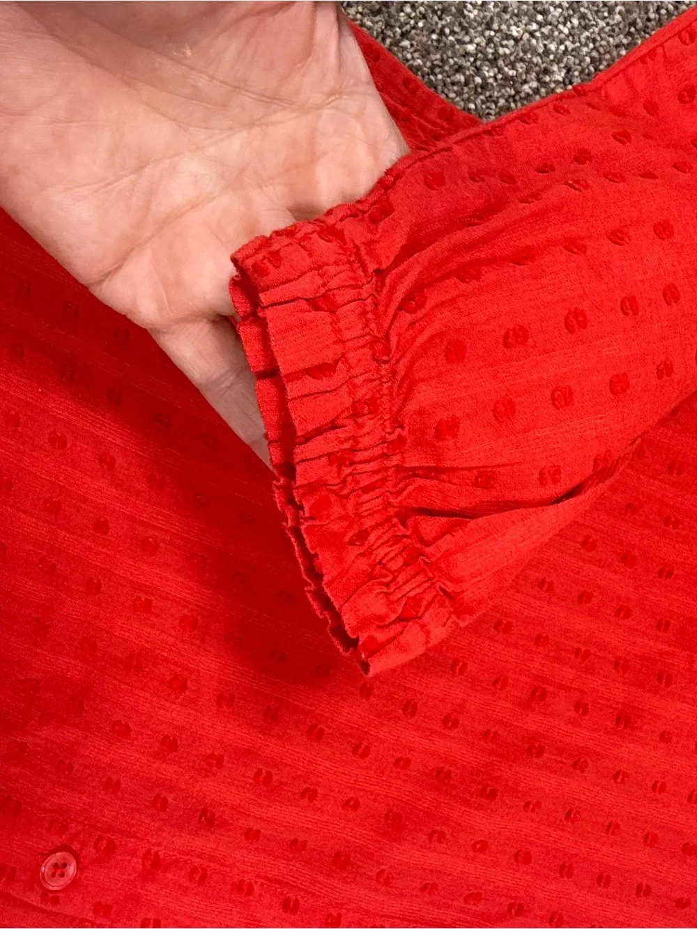 J. Crew Vibrant Red Textured V-Neck Blouse